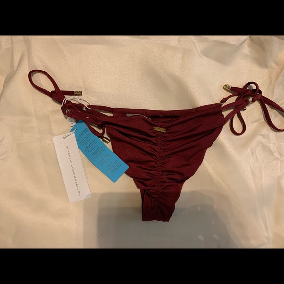 NWT Beach Bunny Maroon Tie String Bikini Bottom Lg - Picture 3 of 7